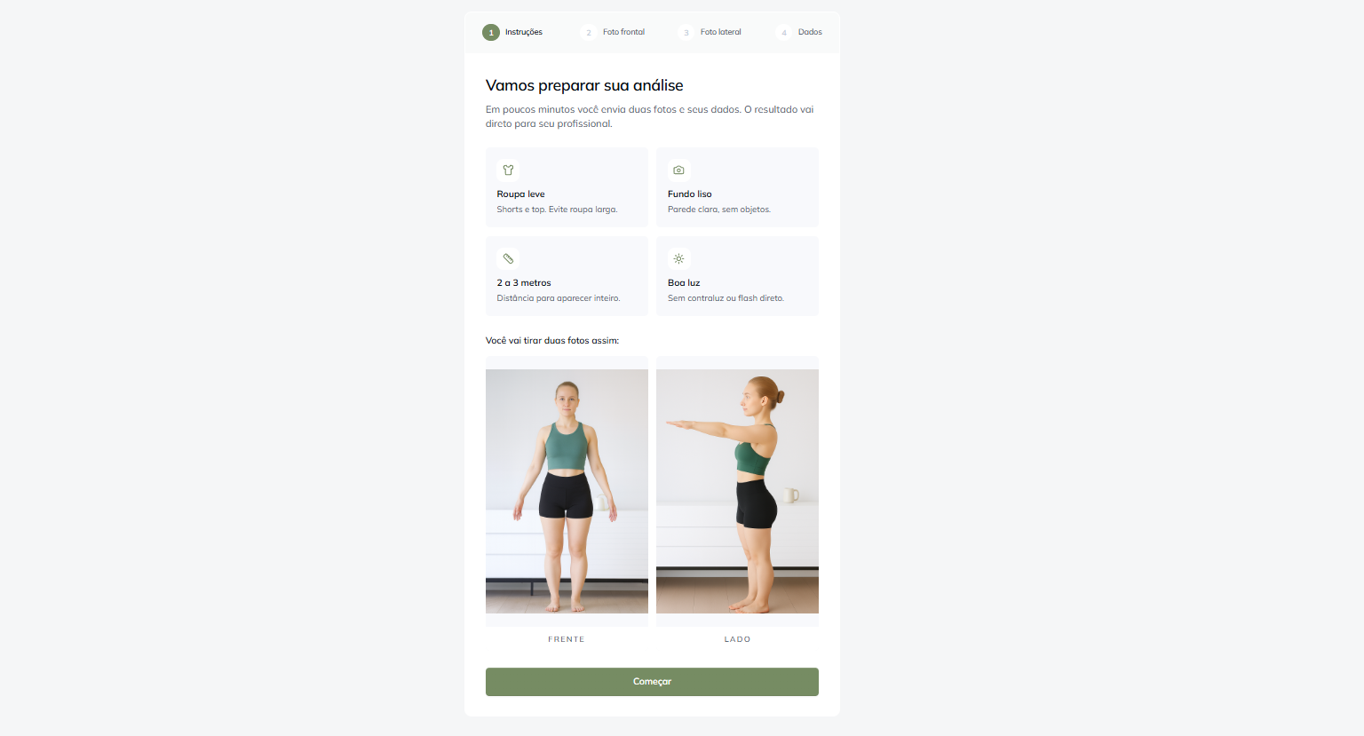 BodyScan — onboarding do paciente em 4 passos